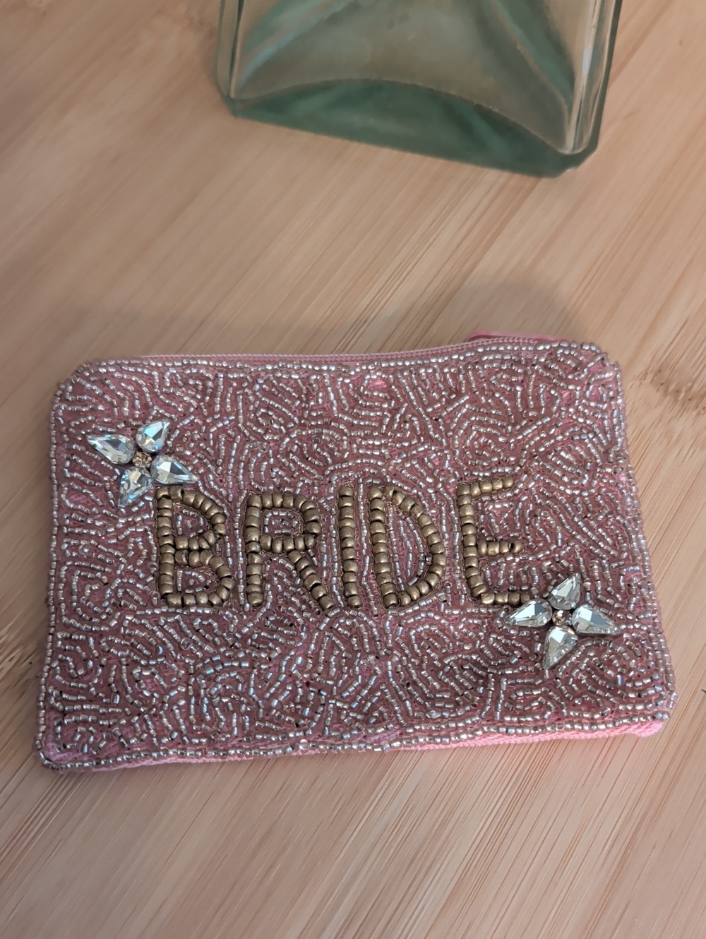 Beaded Pink 'BRIDE' Coin Purse